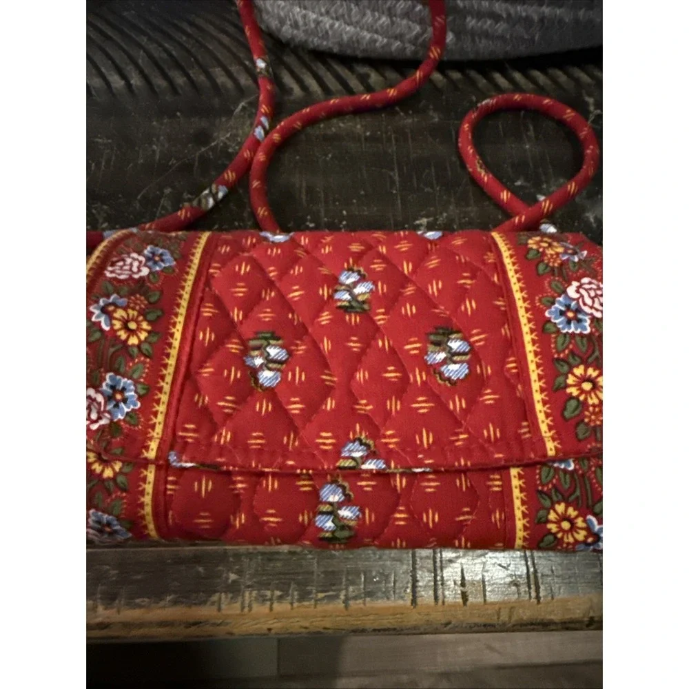 Vintage Vera Bradley 90's Provincial Red Crossbody/Tri Fold Wallet - NICE!